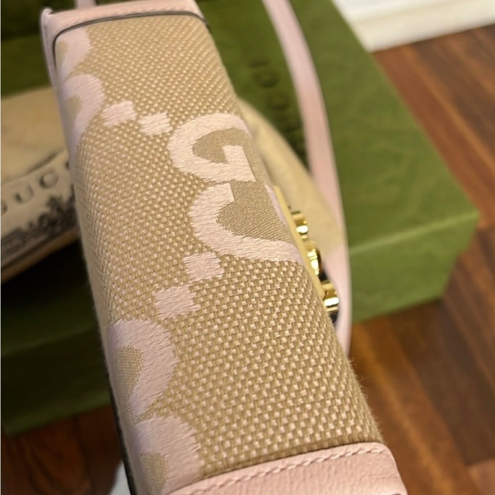 Gucci Pink and Tan Padlock Jumbo GG Mini Bag - Picture 4 of 7